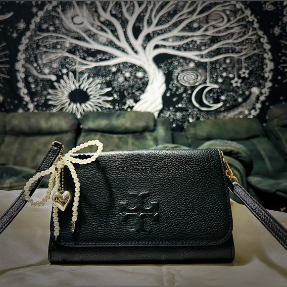 Vintage style Tory Burch small crossbody Bag Black Leather - Picture 16 of 17